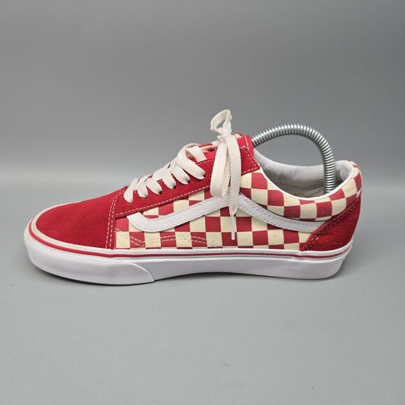 Vans Men's Old Skool Primary Skate Checkerboard Racing Red White Shoes M 7.5/ W9 - Picture 8 of 11